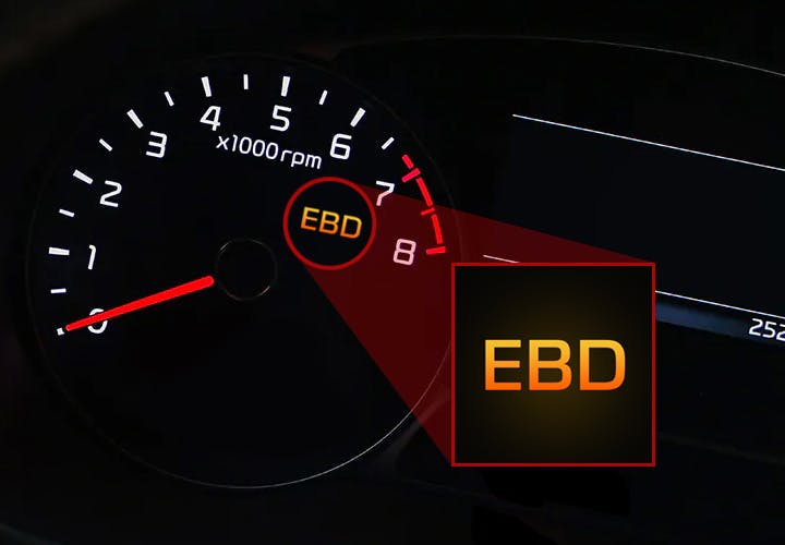 EBD figyelmeztető lámpa